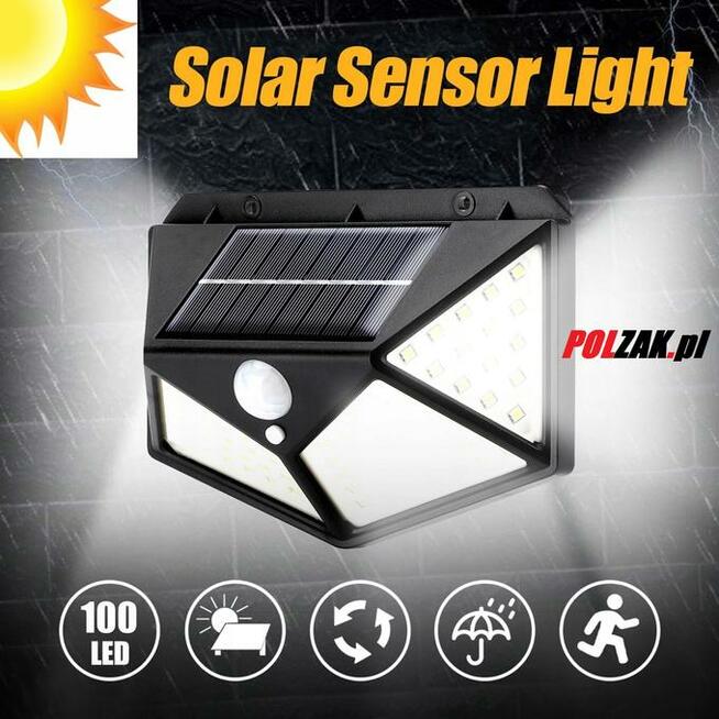 Lampa solarna 100 LED z czujnikiem ruchu zmierzchu słoneczna