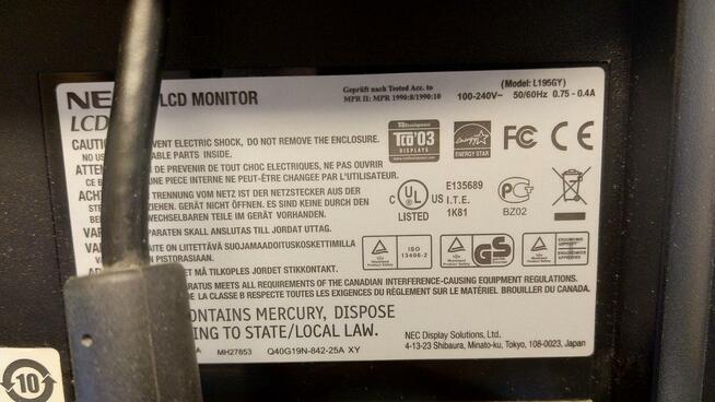 Monitor NEC LCD190V-BK - Poznań