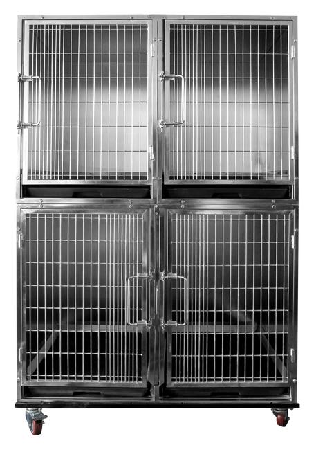 Zestaw klatek weterynaryjnych dla zwierząt - stal nierdzewna