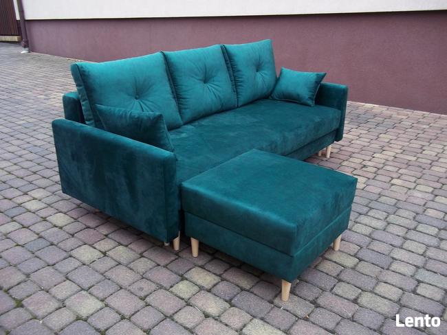 kanapa z dostawianą pufą-styl skandynawski/srężyny bonell