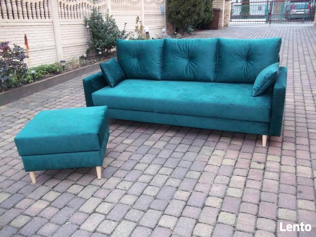 kanapa z dostawianą pufą-styl skandynawski/srężyny bonell