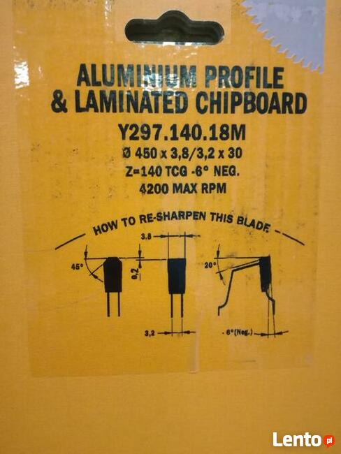 Piła tarczowa do aluminium Y297.140.18M / D=450