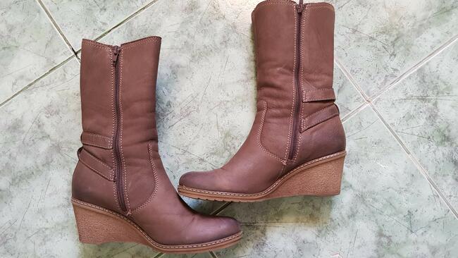 Lasocki kozaki skórzane ocieplane koturna