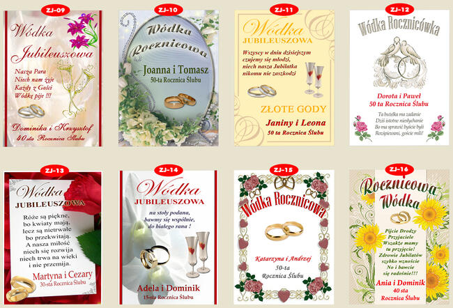 ETYKIETY Naklejki na wódkę butelki Rocznicę Ślubu