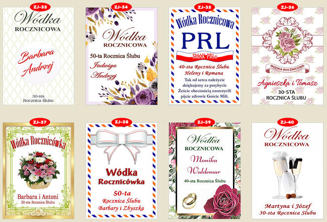 ETYKIETY Naklejki na wódkę butelki Rocznicę Ślubu