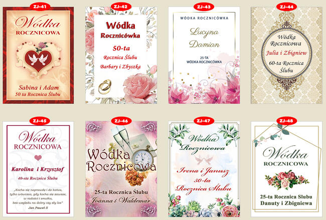 ETYKIETY Naklejki na wódkę butelki Rocznicę Ślubu