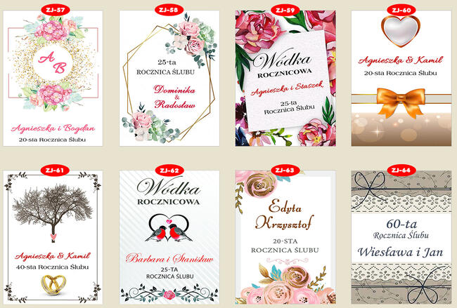 ETYKIETY Naklejki na wódkę butelki Rocznicę Ślubu