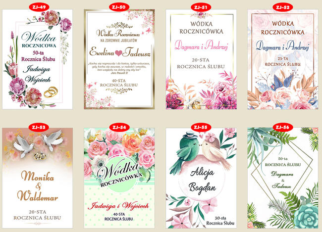 ETYKIETY Naklejki na wódkę butelki Rocznicę Ślubu