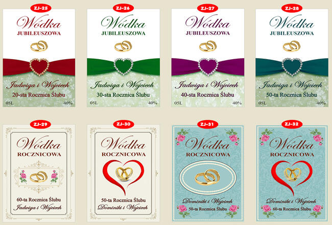 ETYKIETY Naklejki na wódkę butelki Rocznicę Ślubu