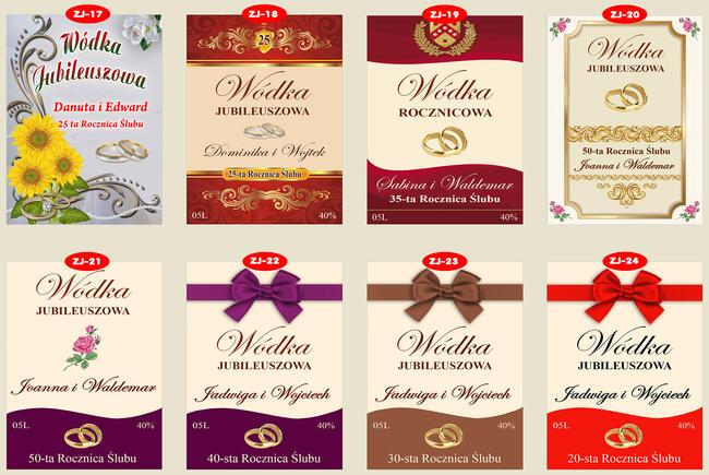 ETYKIETY Naklejki na wódkę butelki Rocznicę Ślubu
