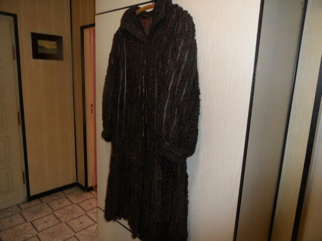 Długie Futro z łapek karakułowych Kanadyjskich XL