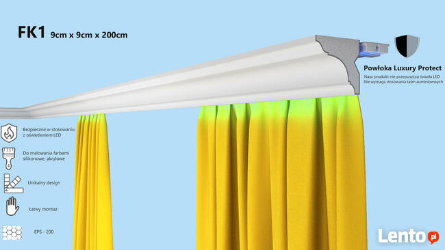 Maskownica szyny sufitowej, sztukateria FK1