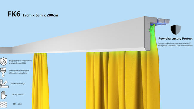 listwa karniszowa, maskownica led, sztukateria