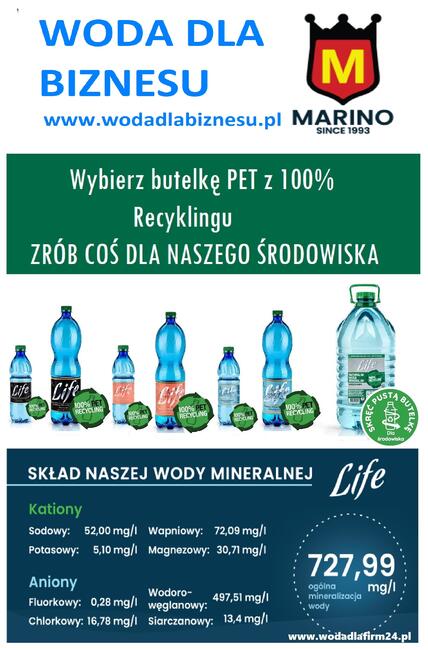 LIFE Woda mineralna w butelce 500 ml. z 100% PET recyclingu