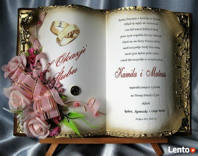 Prezenty Ślub Jubileusz Urodziny Chrzest Rękodzieło unikat