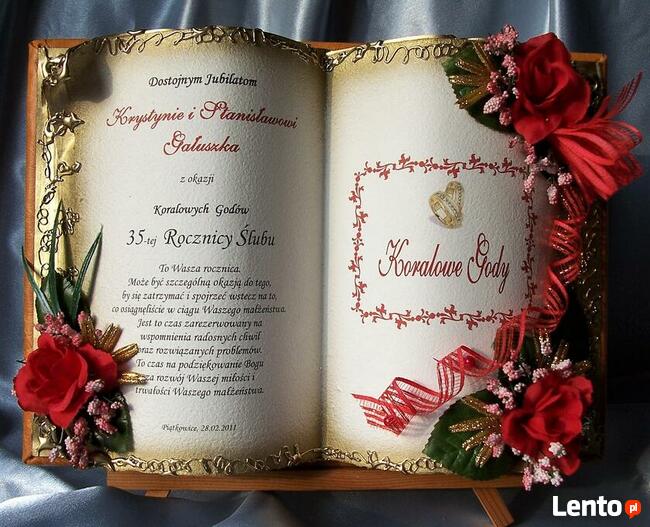 Prezenty Ślub Jubileusz Urodziny Chrzest Rękodzieło unikat
