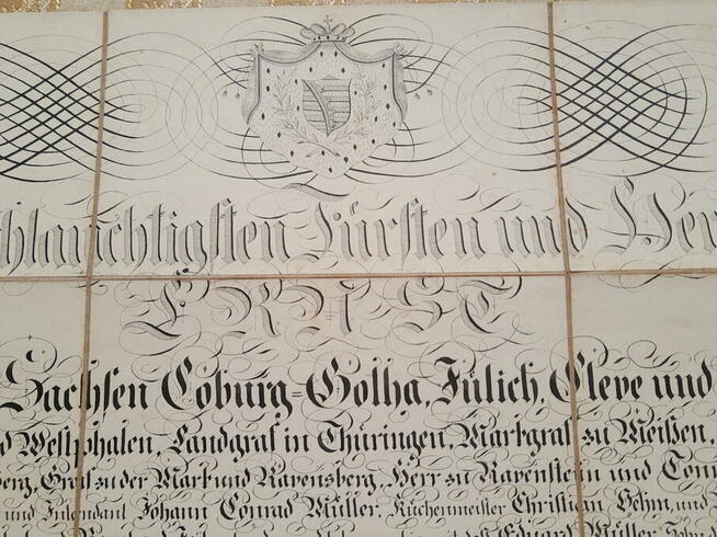 Rękopis Książę Saksonii Coburg - 1846 rok - Certyfikat