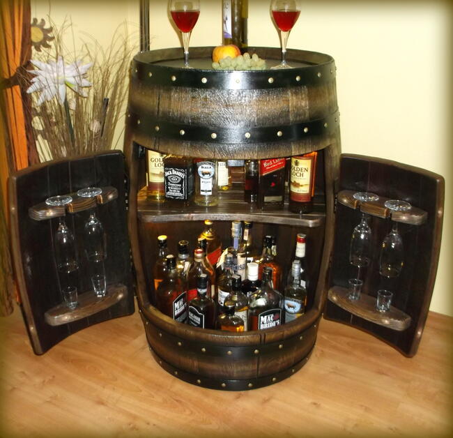 Beczka Barek Bar Wine Barrel Barskåp HemmaBar Fars dag