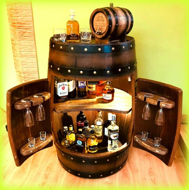 Beczka Barek Bar Wine Barrel Barskåp HemmaBar Fars dag