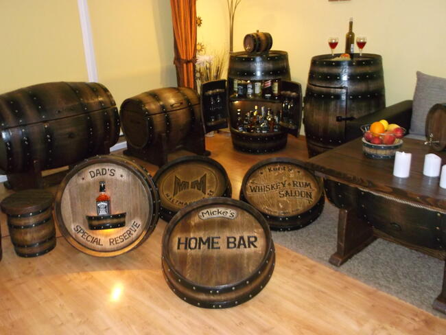 Beczka Barek Bar Wine Barrel Barskåp HemmaBar Fars dag