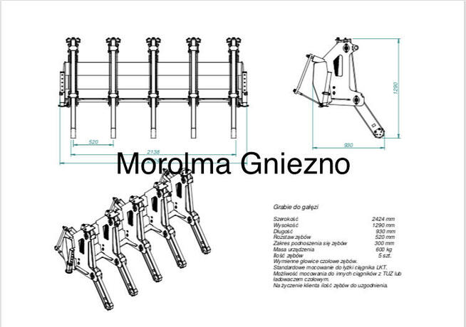 Zgrabiarka do gałezi leśna, brona do lasu FK MACHINERY grabie