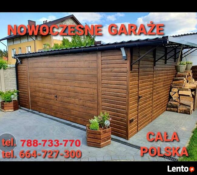 Garaż NOWOCZESNY np 6x5 dwuspad 2x uchylna ORZECH CAŁY KRAJ