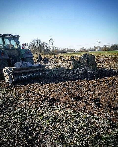 wycinka drzew, rekultywacja przekształcenie lasu w pole, rębak