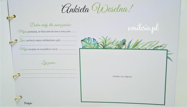 Ankiety Weselne A4 lub 2x A5