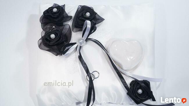 Poduszka Na OBRĄCZKi Róż i Srebro OZDOBA ŚLUB Wesele Wedding