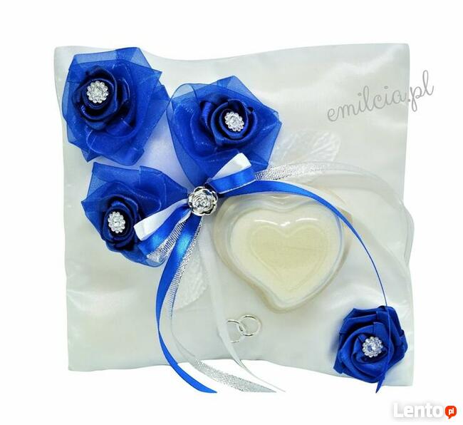 Poduszka Na OBRĄCZKi Róż i Srebro OZDOBA ŚLUB Wesele Wedding
