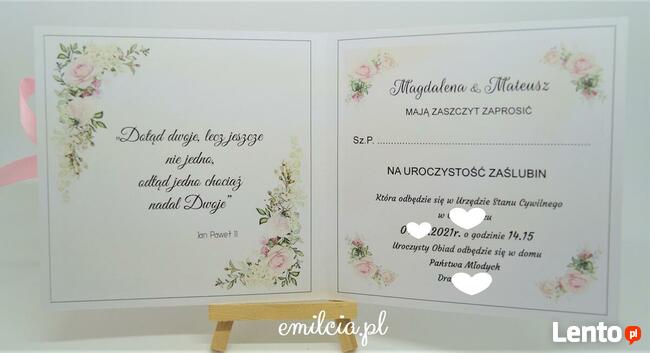 Zaproszenia + Koperta Ślub Wesele Wedding