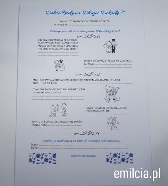 Ankiety Weselne A4 lub 2x A5