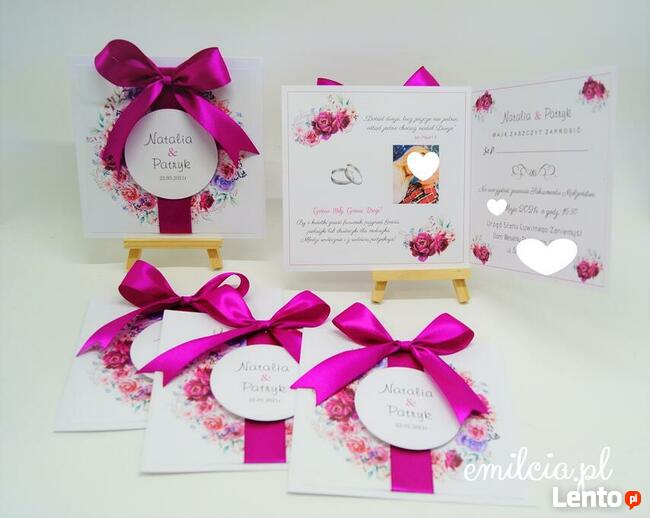 Zaproszenia + Koperta Ślub Wesele Wedding