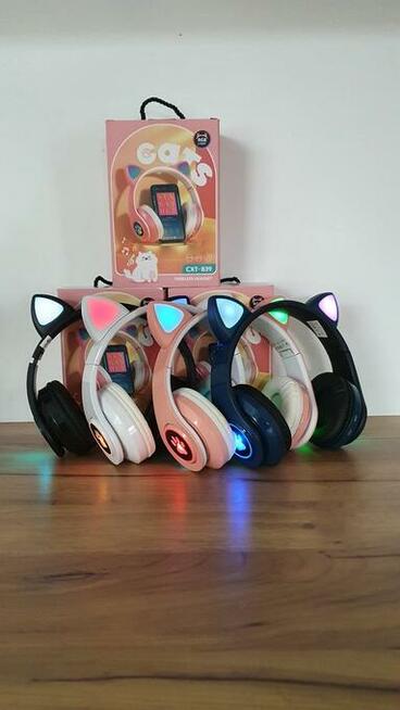 HIT - Bezprzewodowe słuchawki z kocimi uszkami
