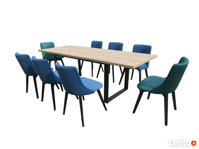 Nowoczesny zestaw stół loftowy rozkładany + 8 krzeseł