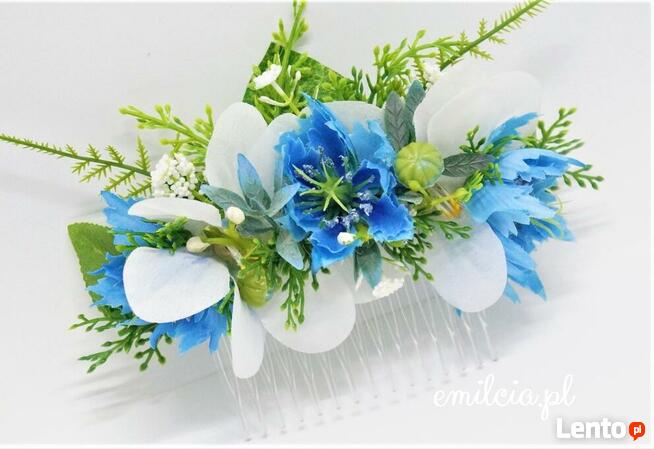 Grzebyk ozdoba do włosów Niebieski - Błękit