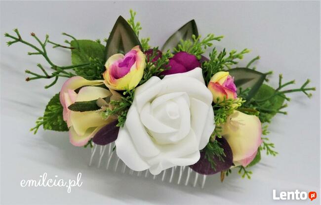 Grzebyk ozdoba do włosów Biskupi - Róż - Ecru Ozdoba