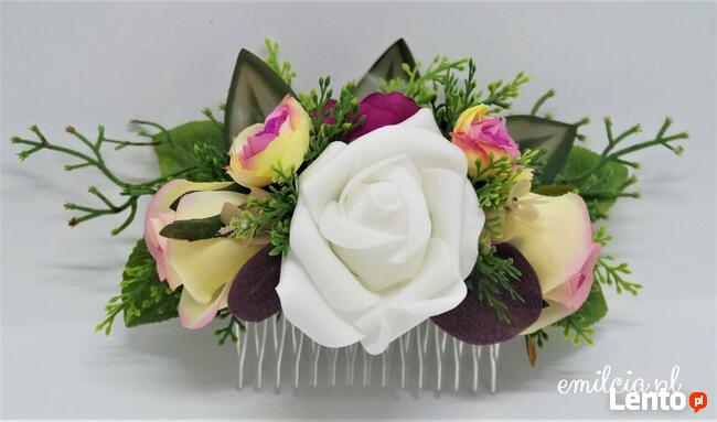 Grzebyk ozdoba do włosów Biskupi - Róż - Ecru Ozdoba