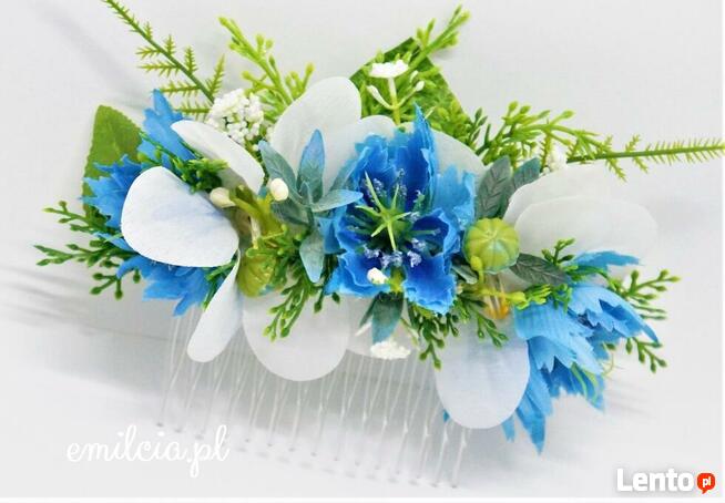 Grzebyk ozdoba do włosów Niebieski - Błękit