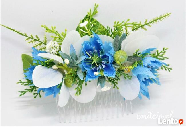 Grzebyk ozdoba do włosów Niebieski - Błękit