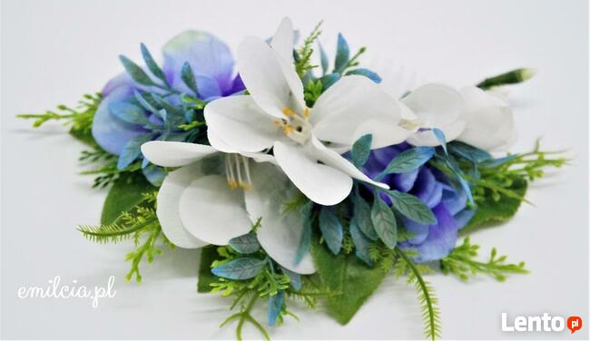 Grzebyk ozdoba do włosów Niebieska - Błękit Ozdoba Ślub