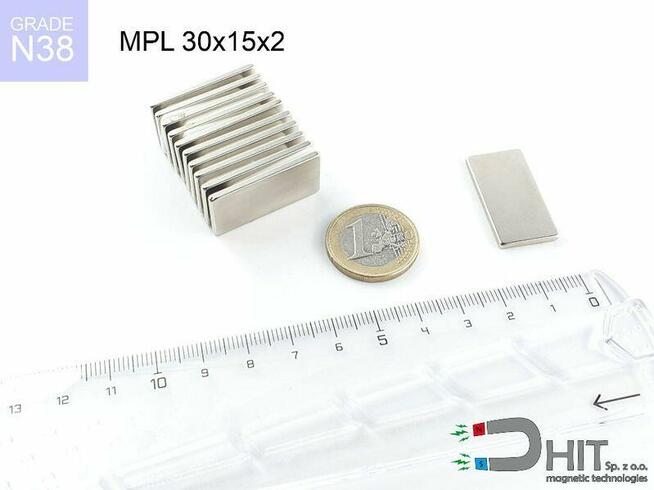 MPL 30x15x2 [N38] magnes płytkowy magnes neodymowy