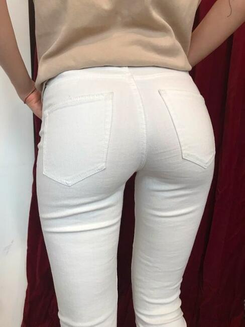 Jeansy H&M Spodnie z wysokim stanem Biały