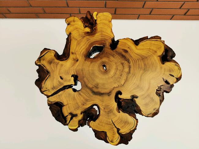 Stolik kawowy drewniany, plaster drewna, loft, żywica