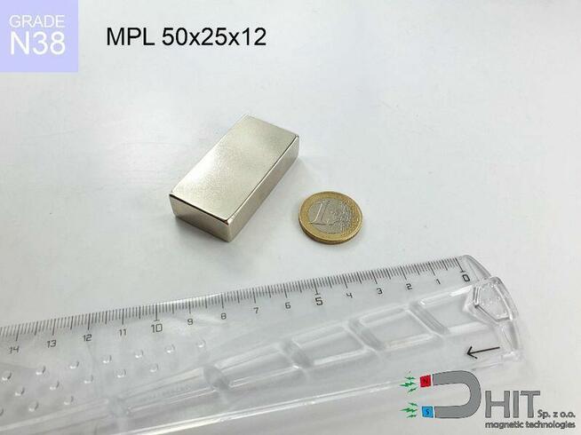 MPL 50x25x12 [N38] magnes płytkowy magnes neodymowy