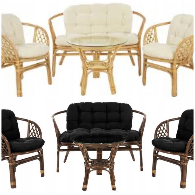 Zestaw mebli rattanowych BAHAMA Brown Brązowy, Biały, Nowy