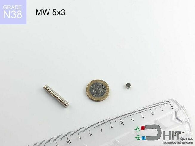 MW 5x3 [N38] magnes walcowy magnes neodymowy