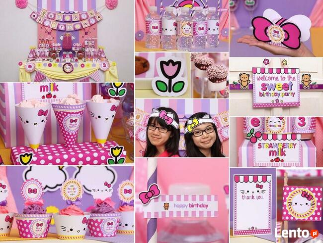 HELLO KITTY KOT KOTEK róz szablony słodki stół candybar