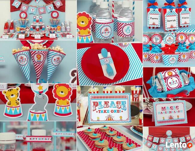 CYRK szablony urodziny party słodki stół candybar
