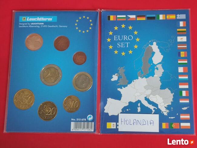 Holandia, klaser z monetami od 2 euro do 1 centa - 8szt.